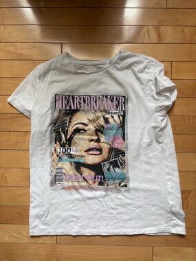 Guess White Graphic Heartbreaker Tank Top with Pastel Print